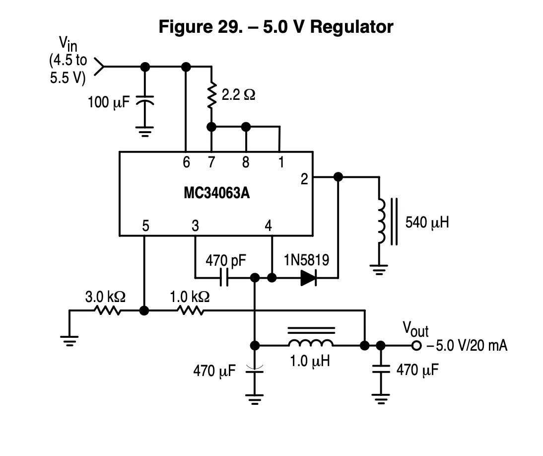 MC34063A -5.0V regulator datasheet example